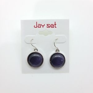 Dark Purple Crystal Drop Jay Set Earrings